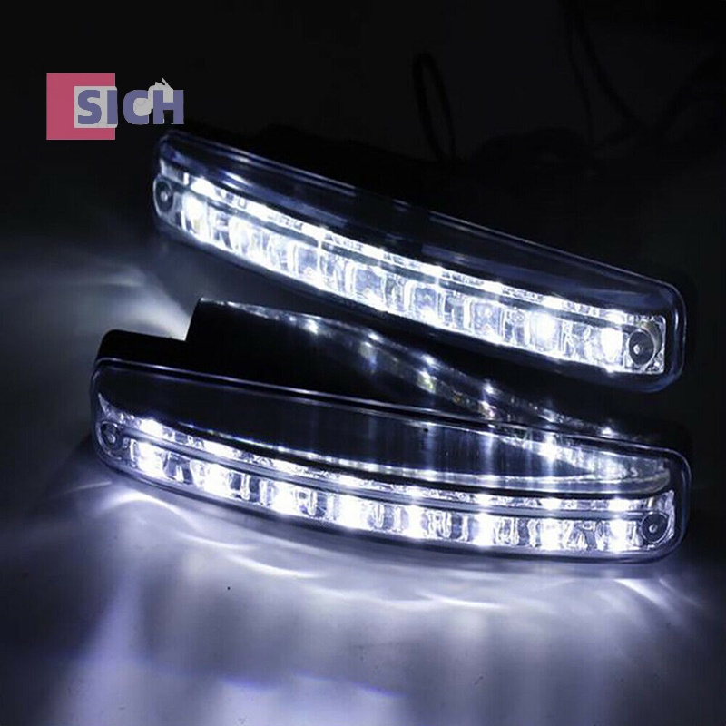 [Sich] ใหม่ 2X รถ 8 LED DRL หมอกขับรถ Daylight ไฟวิ่งกลางวันโคมไฟสีขาวใหม่