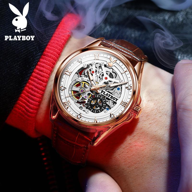 [พร้อมส่ง] Playboy 3032 นาฬิกาข้อมืออัตโนมัติ แบบกลวง คุณภาพสูง แฟชั่นสําหรับผู้ชาย (ฟรีกล่องนาฬิกาสวยหรู)