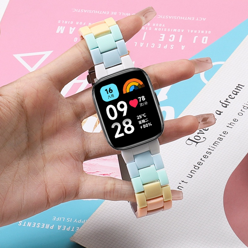 สายนาฬิกาข้อมือเรซิ่น สีรุ้ง แบบเปลี่ยน สําหรับ Xiaomi Redmi Watch 3 Redmi Watch3