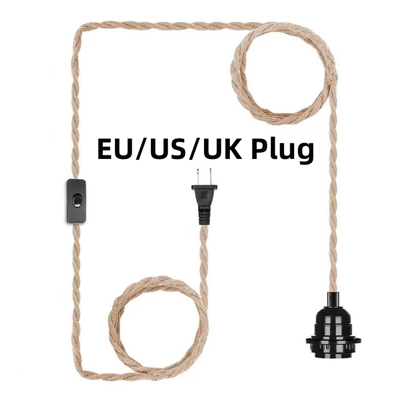 ขายดี จี้สายไฟ E26 E27 4.5 ม. ปลั๊ก EU US UK พร้อมสวิตช์ ขั้วต่อหลอดไฟ Edison