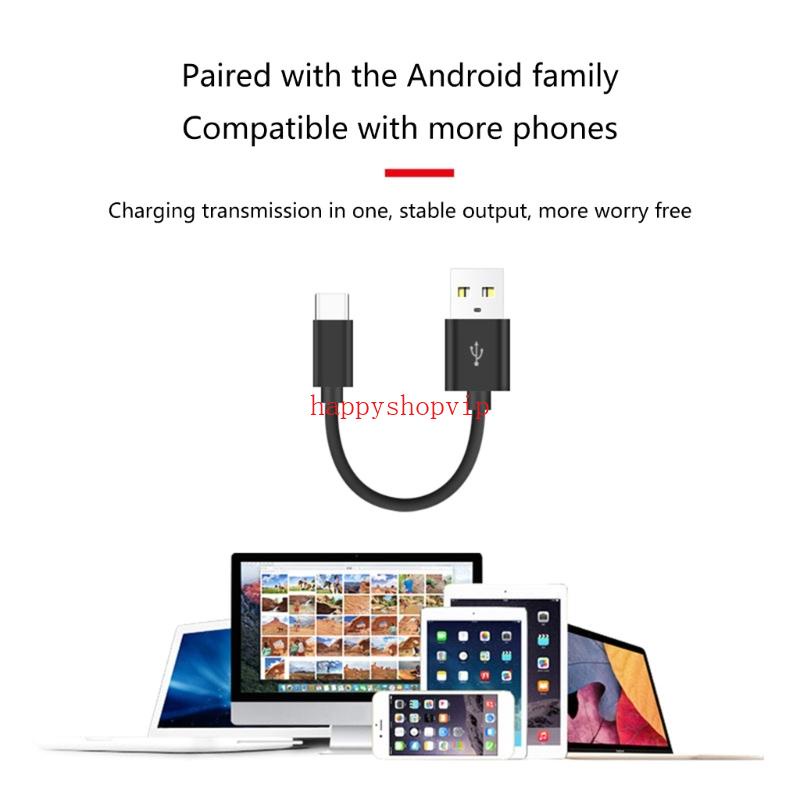 Hsv สายชาร์จ USB เป็น Type-C แบบสั้น ขนาด 10 ซม. รองรับการถ่ายโอนข้อมูล