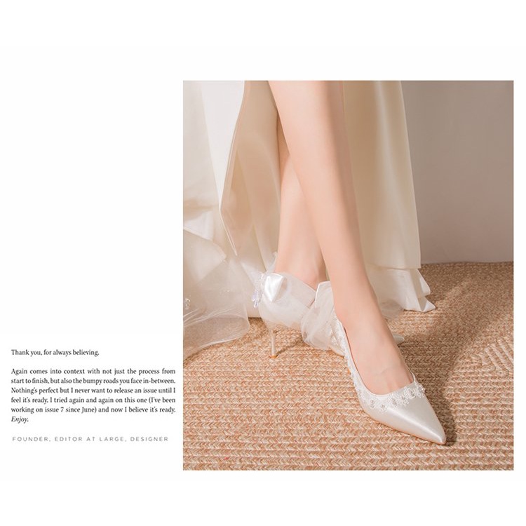 รองเท้าส้นสูง ผ้าซาติน หัวแหลม ไซซ์ 34-39 แฟชั่นใหม่ สําหรับผู้หญิง ใส่ไปงานแต่งงาน 2024