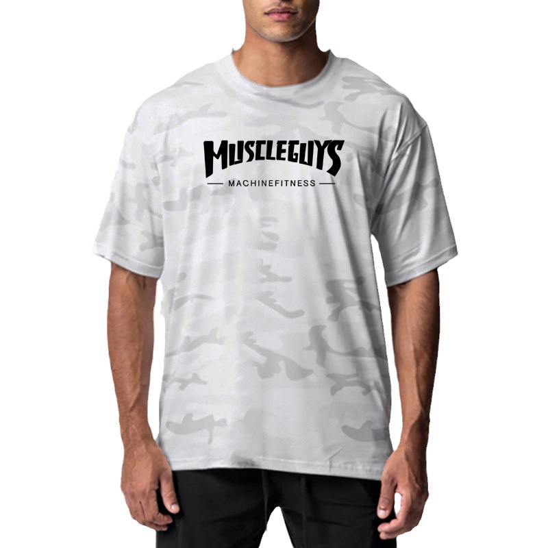 ใหม่ เสื้อยืดแขนสั้น ผ้าตาข่าย ลายพราง โอเวอร์ไซซ์ สําหรับผู้ชาย ใส่ออกกําลังกาย เข้ายิม เข้ายิม เข้ายิม