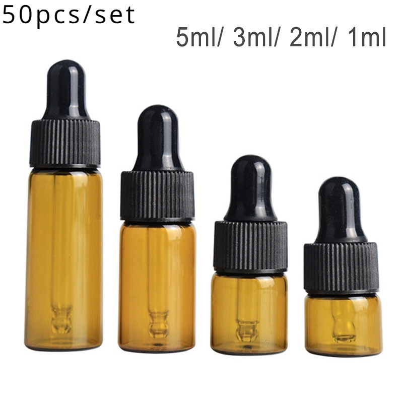 50 ชิ้น/เซ็ต 1ML 2ml 3ml 5ml น้ํามันหอมระเหยแก้วรีฟิล Eye Empty Dropper ขวดคอนเทนเนอร์ TravelPortable สําหรับน้ํามันหอมระเหย,น้ําหอม
