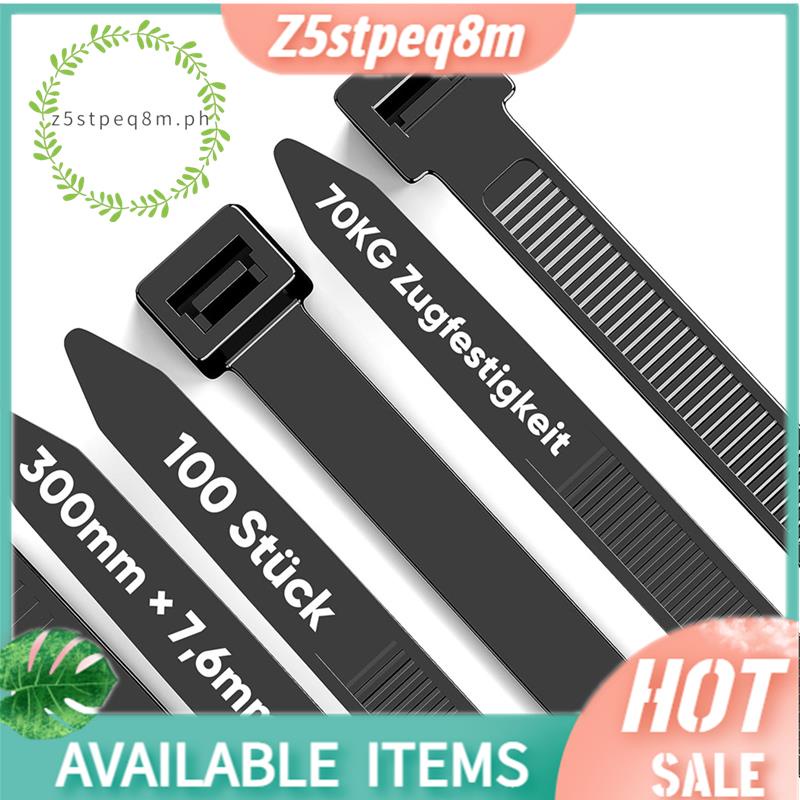 Z5stpeq8m100 Pack สายสีดํา Zip สายไนลอน Zip Heavy Duty 12 นิ้ว, 7.6 มม.ลวดพลาสติกผูกด้วย 70Kg Tensil