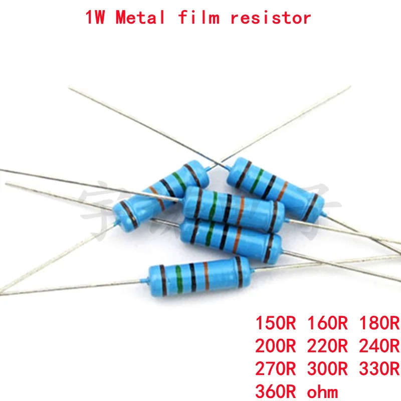 20pcs 1W ตัวต้านทานฟิล์มโลหะ 1% 150R 160R 180R 200R 220R 240R 270R 300R 330R 360R 150 160 180 200 220 240 270 300 330 360 โอห์ม