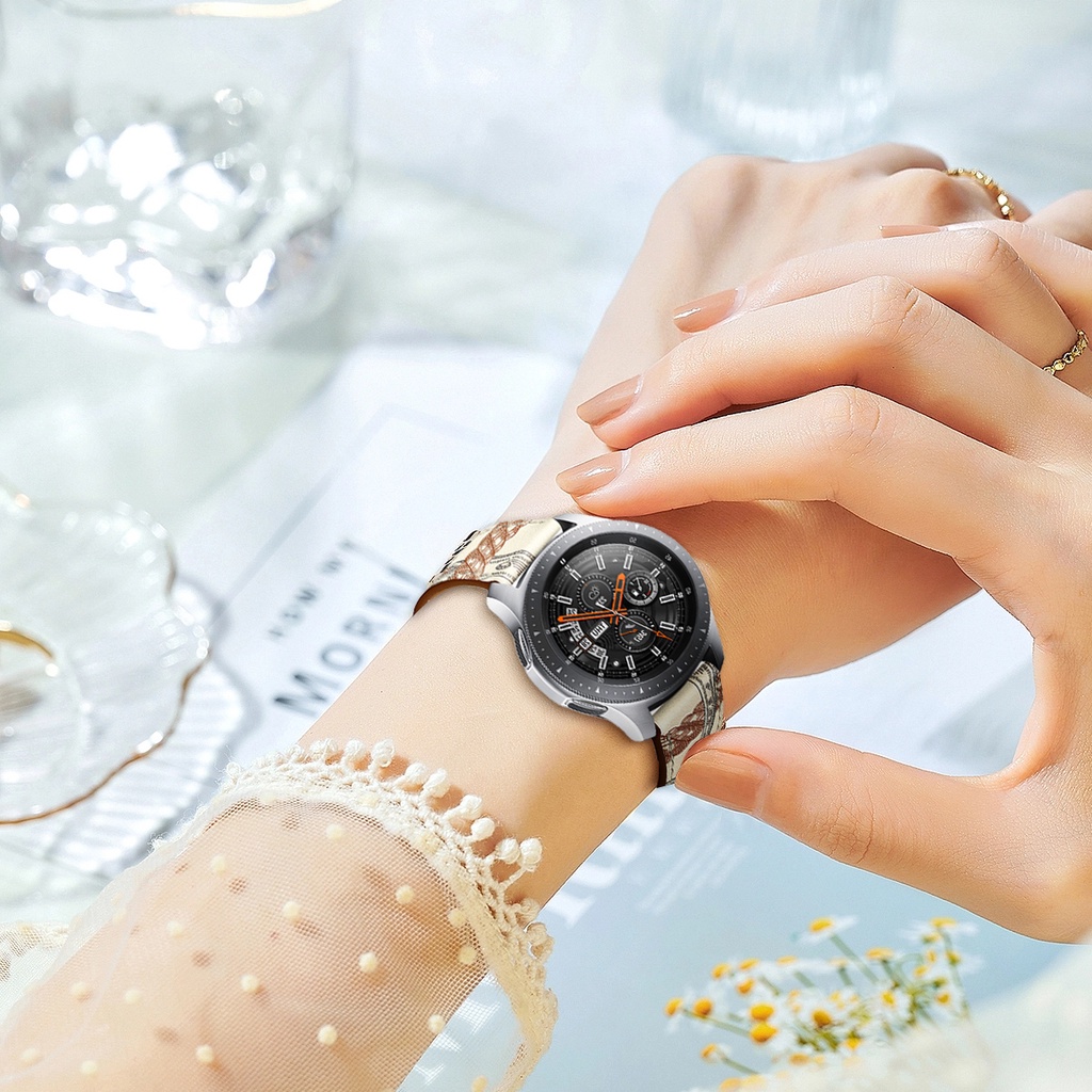 สายนาฬิกาข้อมือหนัง 20 มม. 22 มม. แบบเปลี่ยน สําหรับ Samsung Galaxy watch 6 5 4 40 มม. 44 มม. Samsung Gear S2 S3 Galaxy Active 1 2