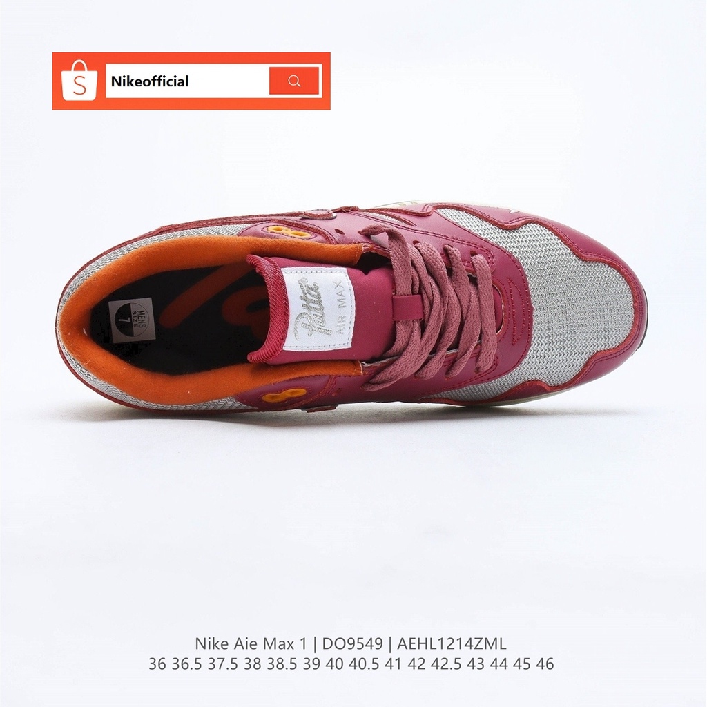 Nike Air Max 1 Red Air Cushion รองเท้าวิ่งกีฬาสำหรับผู้หญิงและผู้ชาย 100% แฟชั่น