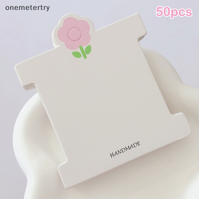Onem ป้ายแท็กกระดาษแข็ง ลายดอกไม้ สีชมพู แฮนด์เมด DIY สําหรับแขวนกิ๊บติดผม เครื่องประดับ กิ๊บติดผม 50 ชิ้น