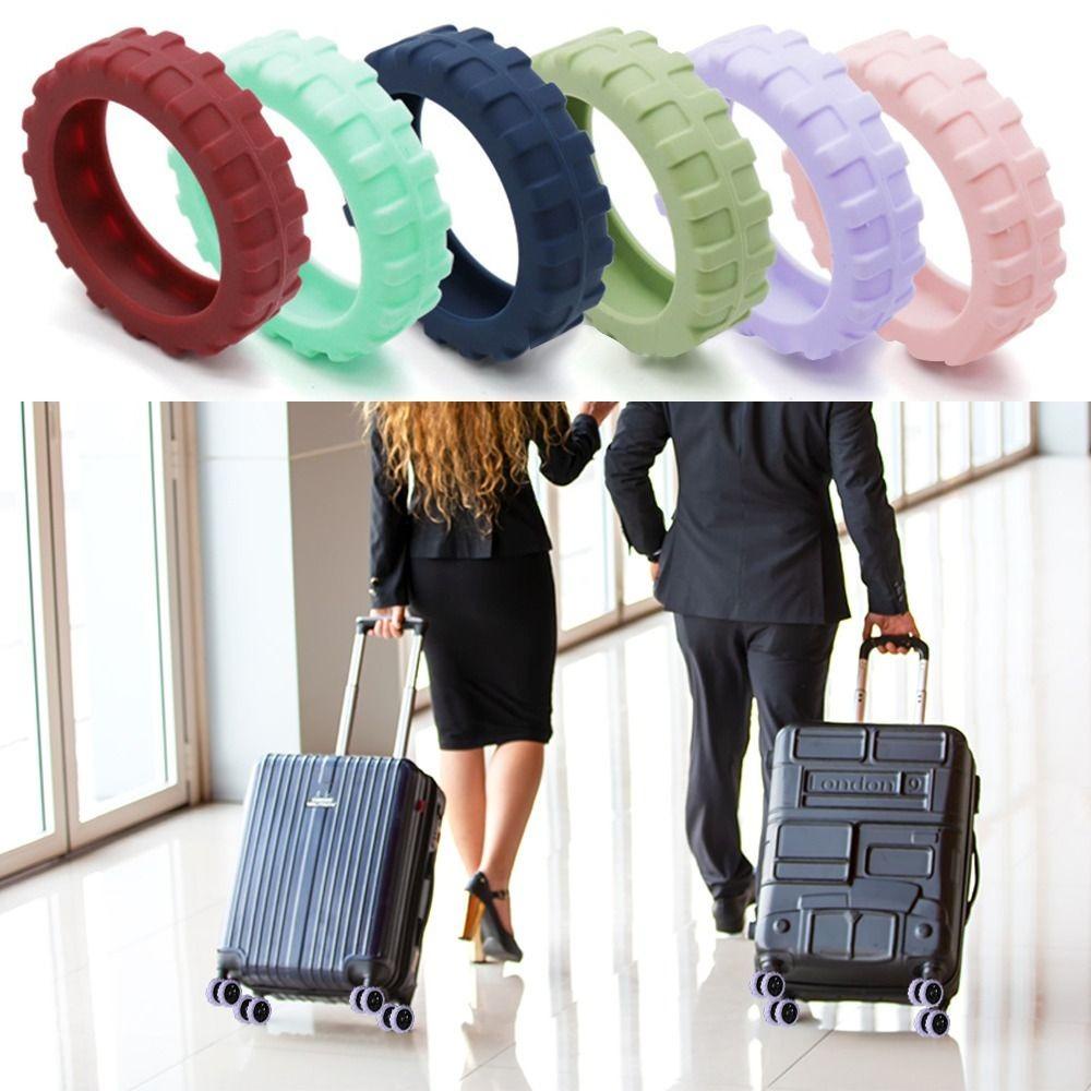 Aomsom 8 ชิ้น/เซ็ตกระเป๋าเดินทางล้อรองเท้า,ซิลิโคนเสียงเงียบกระเป๋าเดินทางล้อฝาครอบป้องกัน,กระเป๋าเดินทางอะไหล่เพลาลดเสียงรบกวนรถเข็นกล่องล้อฝาครอบ