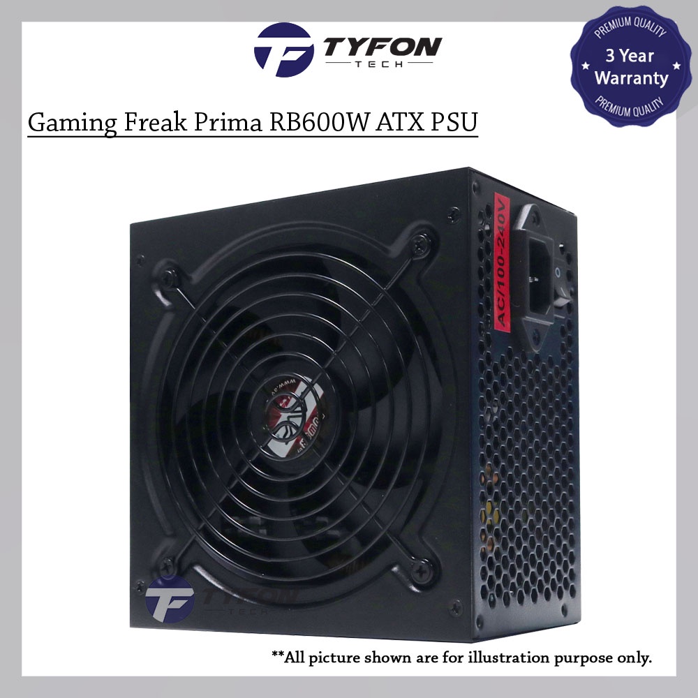 Gaming Freak Prima RB600W ATX แหล่งจ่ายไฟ PSU พร้อมพัดลม 12 ซม. 80 PLUS BRONZE GFP-RB600