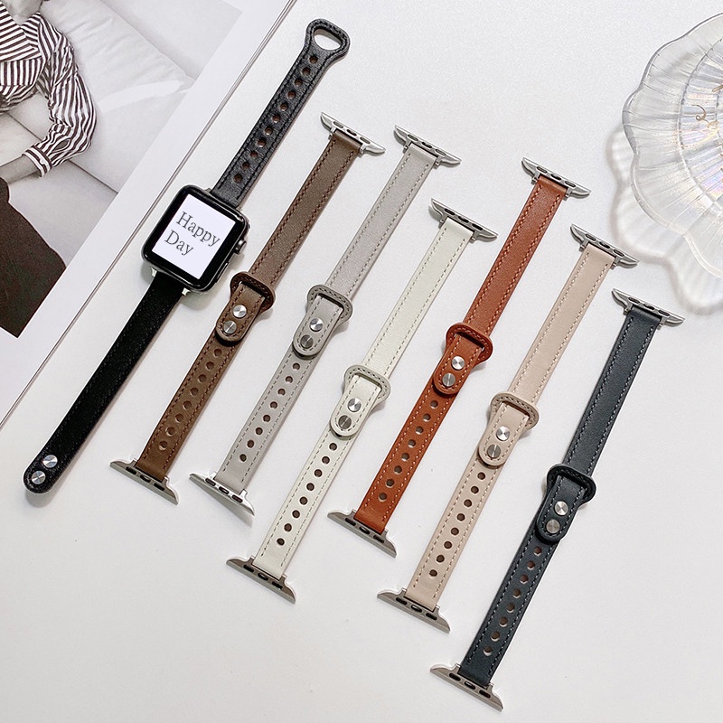 สายนาฬิกาข้อมือหนังนิ่ม แบบบางพิเศษ แฟชั่น สําหรับ Apple Watch 42 มม. 38 มม. 40 มม. 41 มม. 44 มม. 45 มม. 49 มม. iWatch Series 8 7 SE 6 5 4 3 2 1