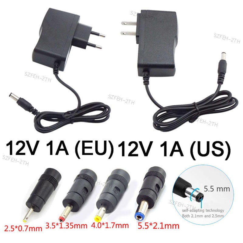 อะแดปเตอร์แปลงพาวเวอร์ซัพพลายชาร์จ AC DC 12V 1A AC 110V-240V 5.5*2.1 มม. 4.0*1.7 มม. 3.5*1.35 มม. 2.