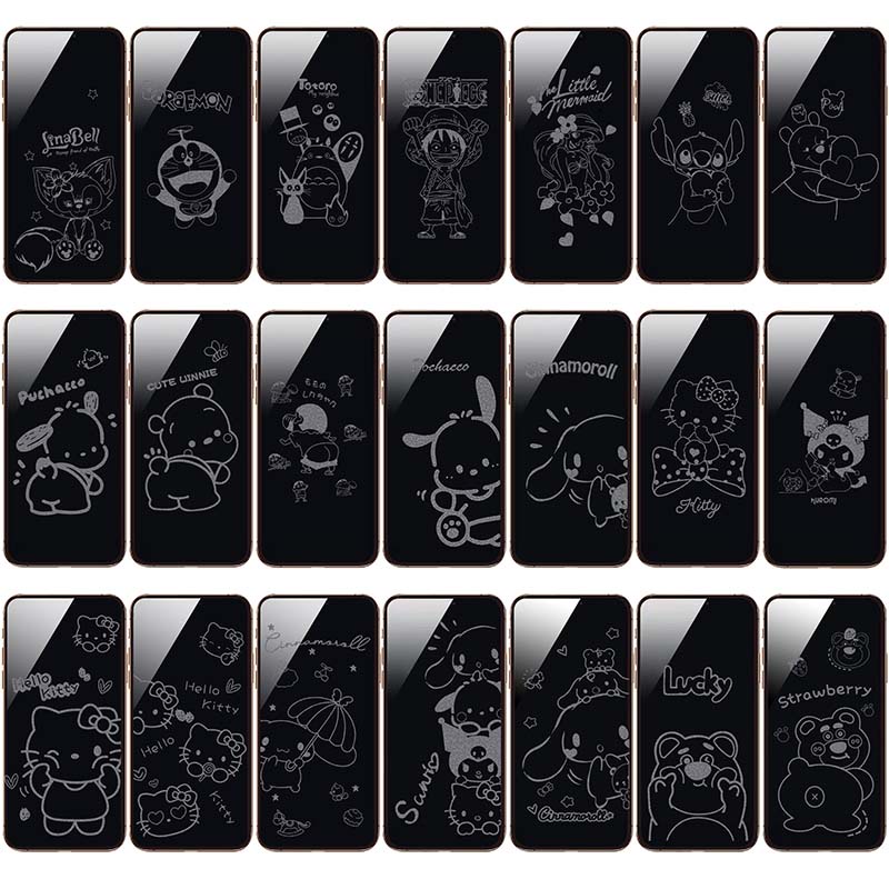 ฟิล์มกระจกนิรภัยกันรอยหน้าจอ ลายการ์ตูนเงา 6D สําหรับ iPhone 12 pro max 12Pro 12ProMax