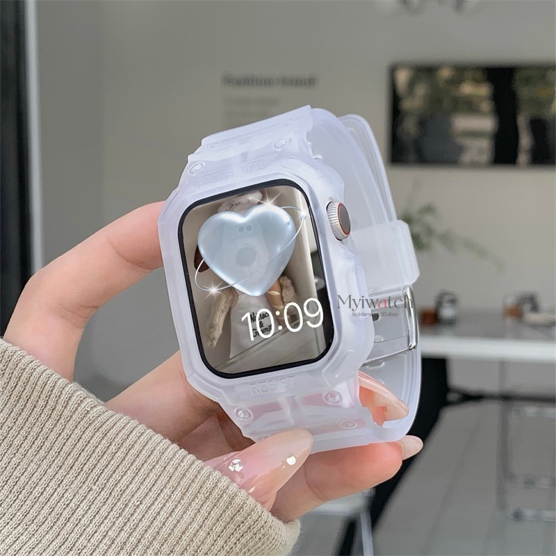 เกาหลี2 ใน 1ซิลิโคนอ่อนนุ่มสายกีฬาสําหรับ ฉันดู iwatch 10 9 ส8 7 6 SE 5 4 3 2 ล้างซิลิโคนสร้อยข้อมือสําหรับ ฉันดู iwatch 49mm 46mm 42mm 41mm 45mm 40 44 mm 38mm