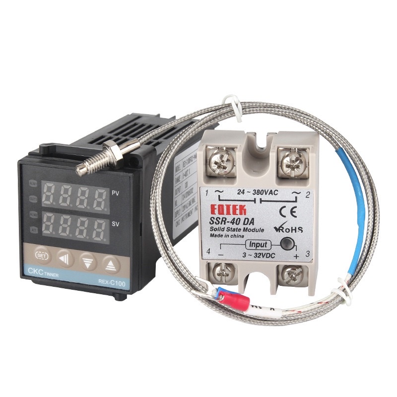 ลดล้าง สต็อก เครื่องวัดและควบคุมอุณหภูมิ PID REX-C100 +SSR-25DA+สายเทอร์โมฯ 1เมตร ส่งจากไทย
