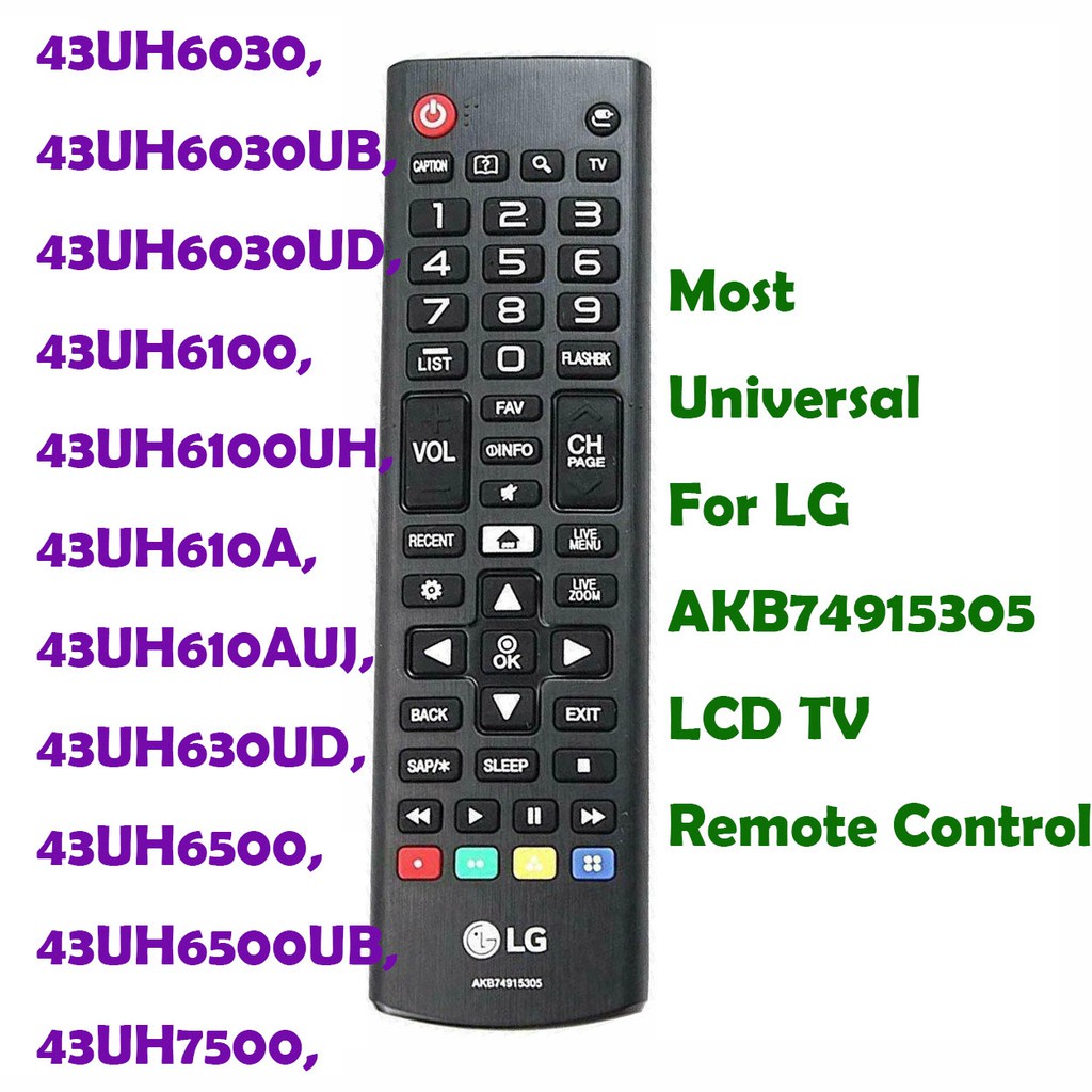 แอลจี ลูกชาย74915305 รีโมทคอนโทรลทีวีสําหรับ LG 50UH5500 50U 43UH6030, 43UH6030UB, 43UH6030UD, 43UH6