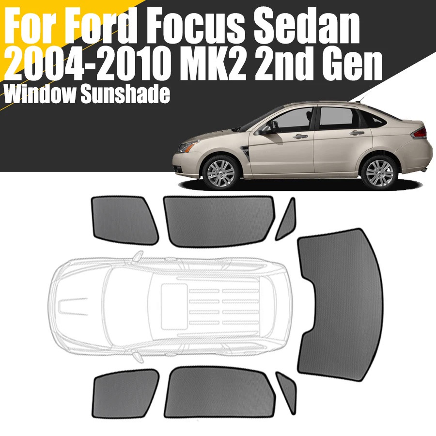 ม่านบังแดดแม่เหล็ก ติดกระจกหน้ารถยนต์ สําหรับ Ford Focus Sedan MK2 2004-2010 รุ่น 2