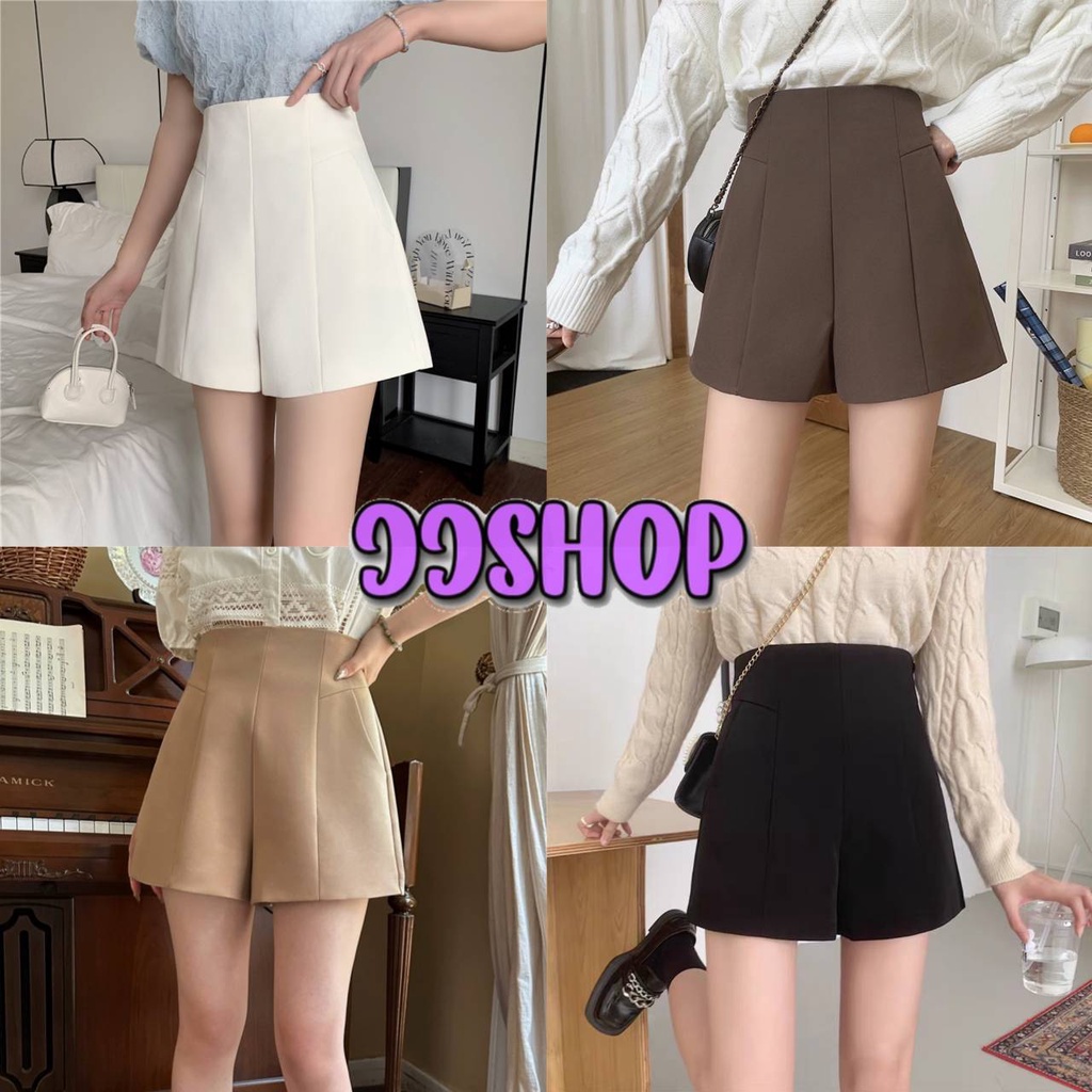 JJ Shop​ ​พร้อมส่ง กางเกงขาสั้น เอวสูง มีกระเป๋าสองข้าง "7316"