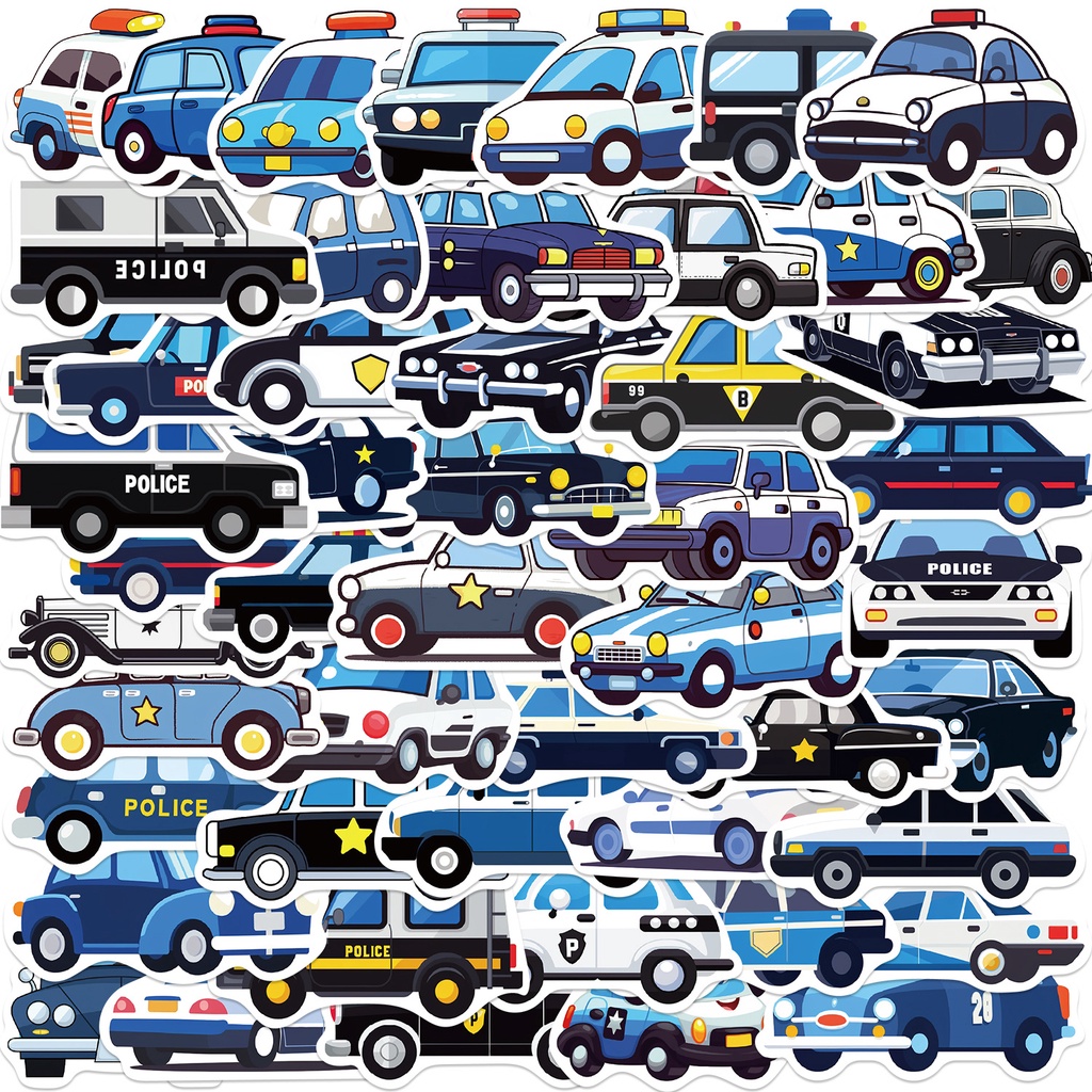 สติกเกอร์ PVC กันน้ํา ลายการ์ตูนตํารวจ 50 ชิ้น