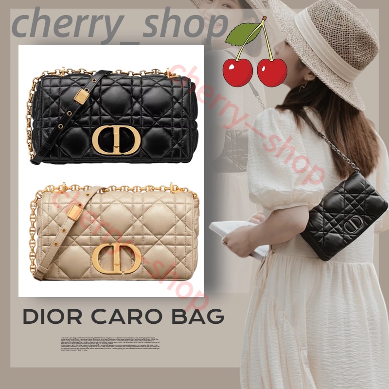 ดิออร์ Dior MEDIUM CARO BAGผู้หญิง / กระเป๋าสะพายข้าง/กระเป๋าสะพายข้าง/กระเป๋าสะพายโซ่