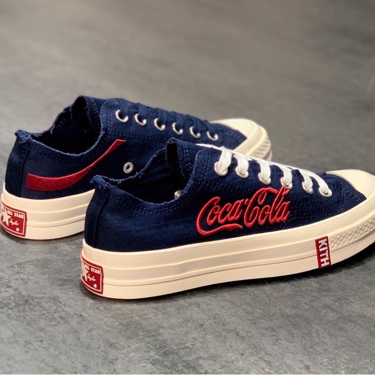 cruel Kith x Coca-Cola x Converse Chuck 70 Low Low-Top Casual Sneakers Navy Blue สบาย ๆ  รองเท้า ne