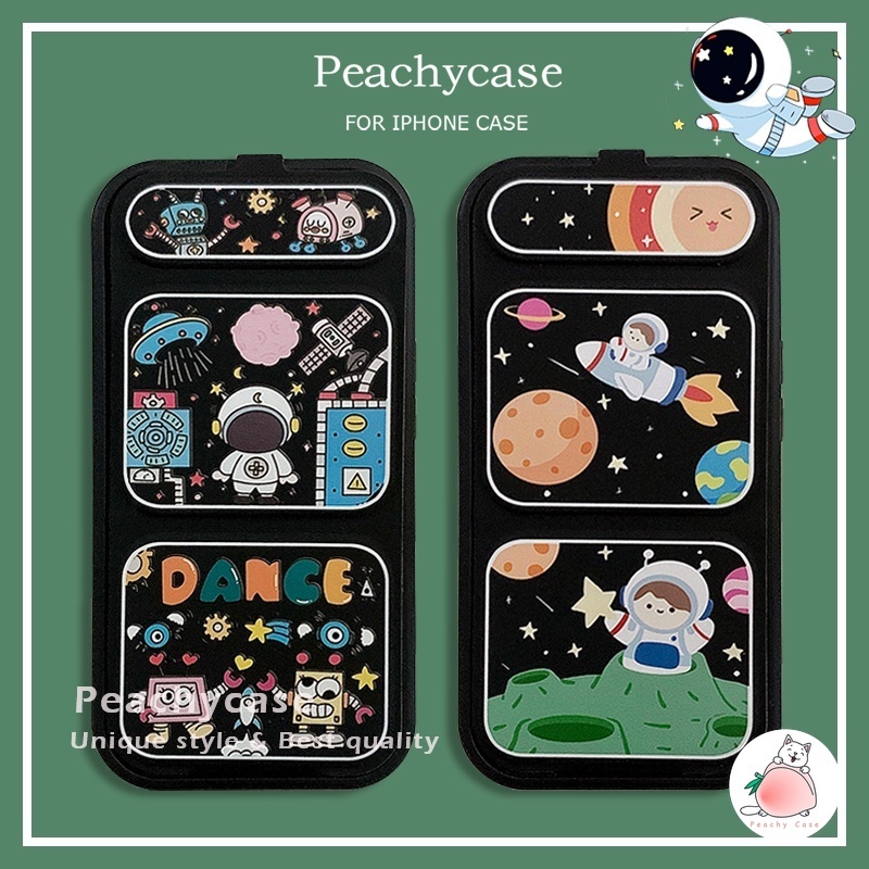 เคสโทรศัพท์มือถือ TPU ลายการ์ตูนนักบินอวกาศ ดาวเคราะห์ หุ่นยนต์ พับได้ กันฝุ่น สําหรับ iPhone 15 14 13 12 Pro Max 11