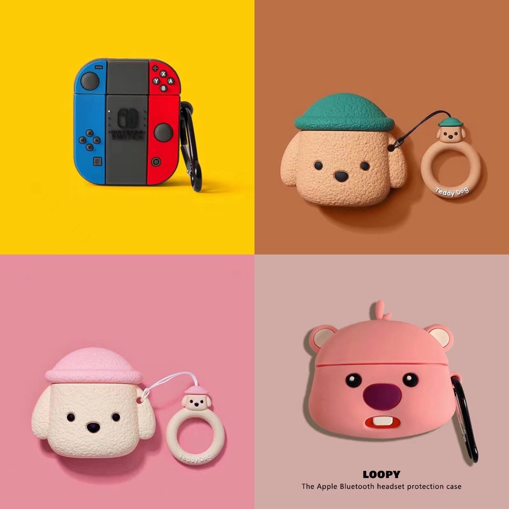 สําหรับ OPPO Enco Buds 2 เคส Case เคสหูฟัง ลายสุนัข สีชมพู สีเขียว สําหรับ