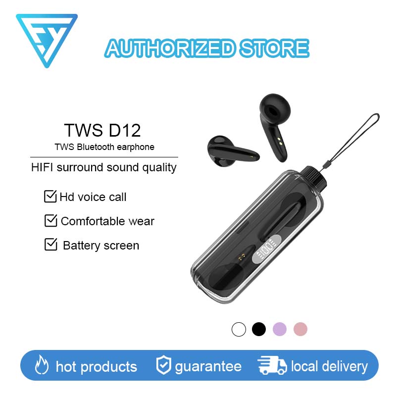 หูฟังบลูทูธไร้สาย TWS D12 หน้าจอดิจิทัล สำหรับเล่นเกม ฟังเพลง กิจกรรมต่างๆ เสียงดีมีคุณภาพ