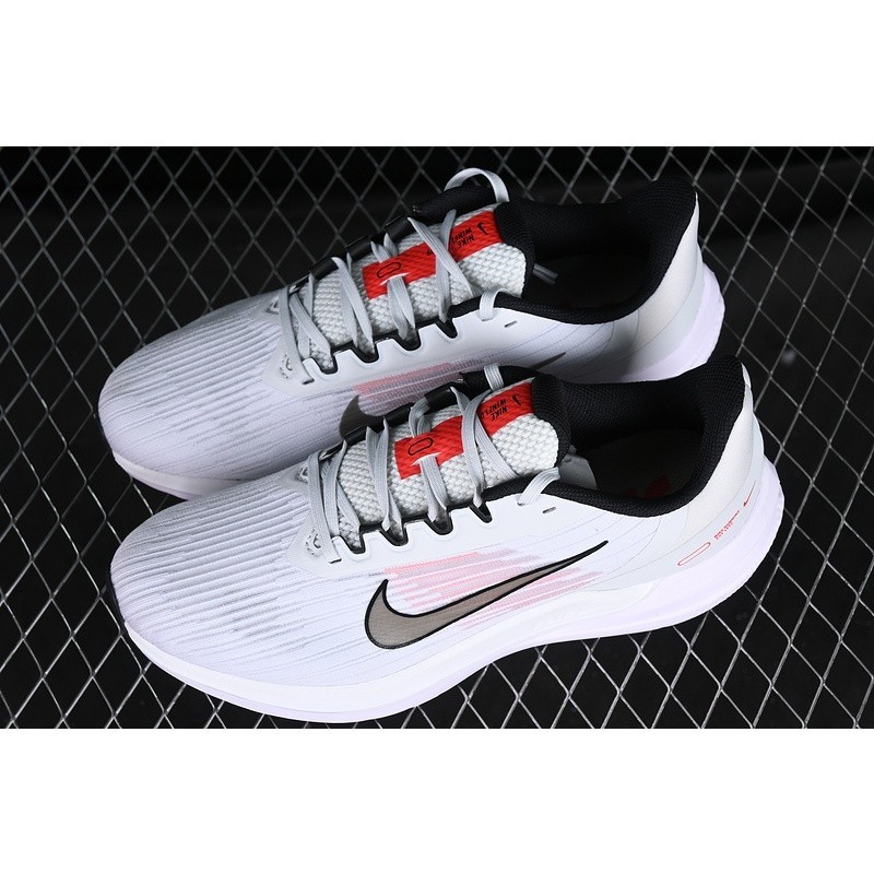 Nike Zoom Winflo 9 รองเท้าผ้าใบลำลองสีขาวสีชมพูสำหรับผู้ชาย 100%  รองเท้ากีฬา