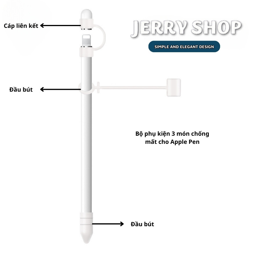 ชุดอุปกรณ ์ เสริมซิลิโคน 3 ชิ ้ นสําหรับ Apple Pencil 1 2 Drop Protection Pen Tip Link Pen Parts - Jerry shop