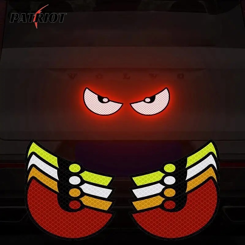 สติกเกอร์สะท้อนแสง ลาย Devil Monster Eye เพื่อความปลอดภัย สําหรับติดตกแต่งรถยนต์ รถจักรยานยนต์ 1 คู่