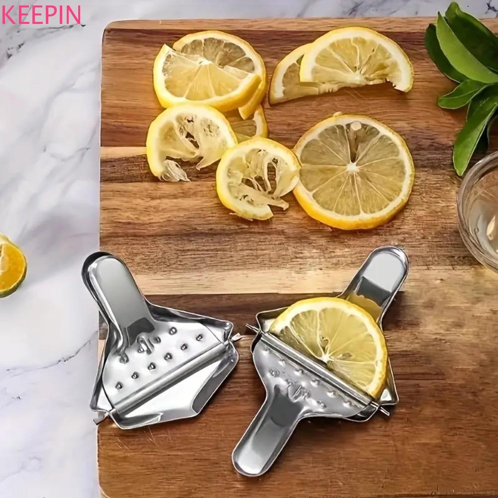 Keepin แหนบมะนาวสแตนเลส, Hand Press กันสนิมมะนาว Squeezer คลิป, ใช้งานง่าย Silver Manual Juicer Citrus Presser Grape