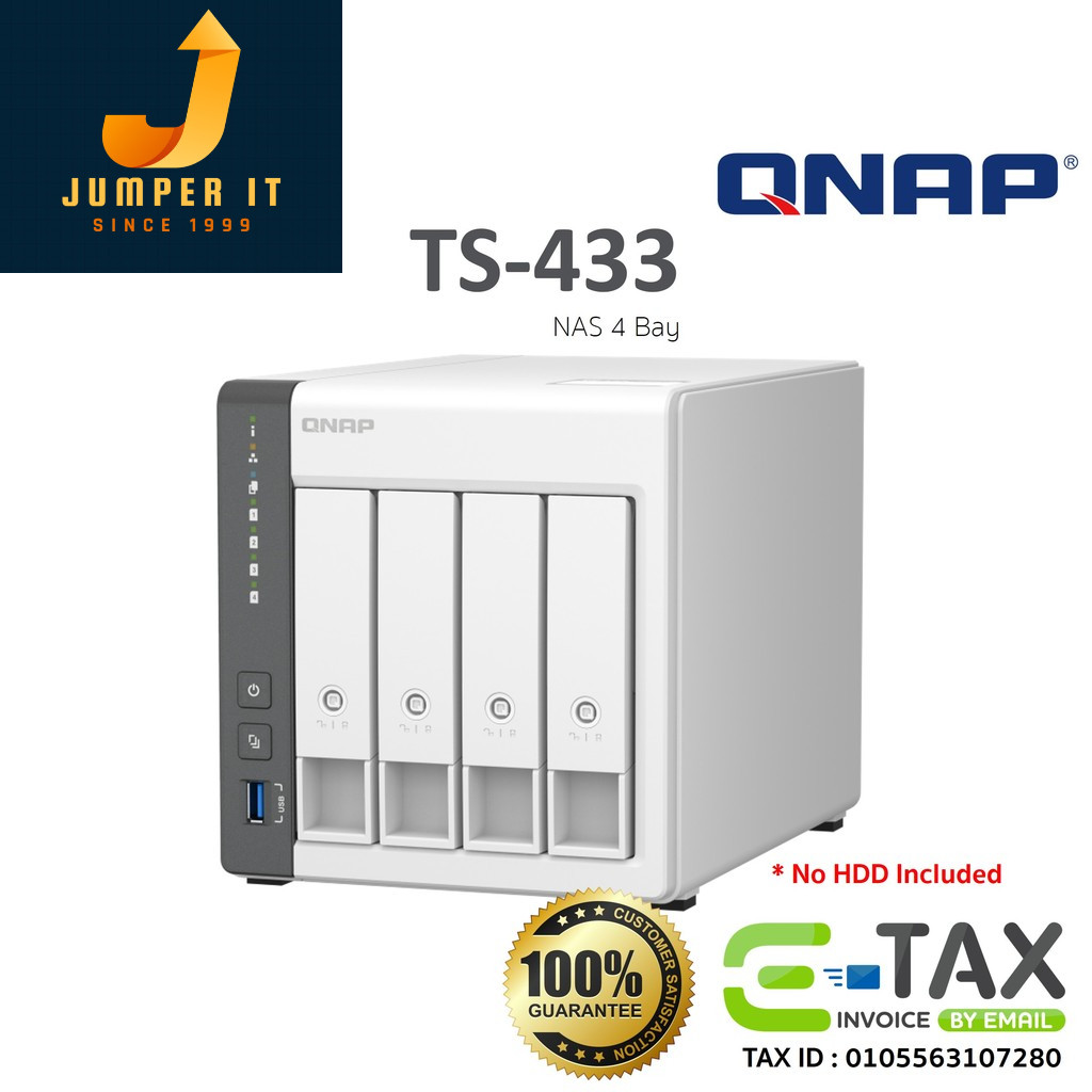 QNAP TS-433 NAS อุปกรณ์จัดเก็บข้อมูลบนเครือข่าย (HDD 4 BAY - ARM 4-CORE CORTEX-A55 - 4 GB) สินค้าประ