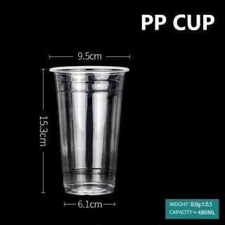(สินค้าพร้อมส่ง) 【1แถว50ชิ้น】แก้วกาแฟ PPเนื้อบาง ขนาด 500ml 600ml 700ml ปาก 90mm 95mm.(บริการพิมพ์โลโก้สอบถามทักแชท)