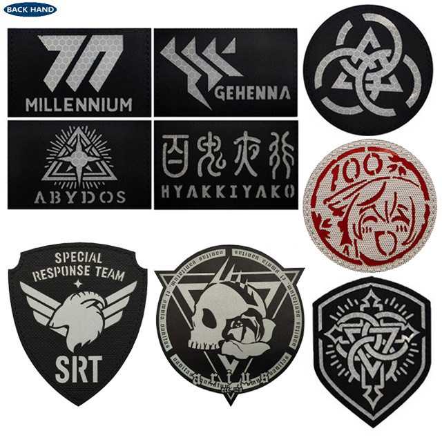 แฟ้มสีฟ้าสะท้อนแสง Velcro Badge Millennium Gehena Abidos Morale Badge Armband กลางแจ้งแพคเกจสติกเกอร์