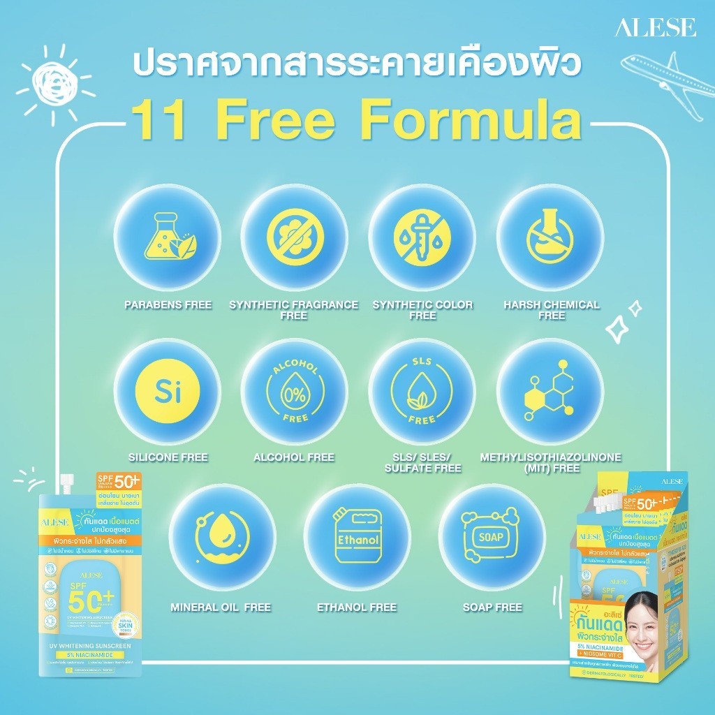 🔥แท้/ดีลสุดคุ้ม/ไลฟ์ทุกวัน🔥(กล่องx6ซอง) Alese UV whitening sunscreen SPF50+ PA++++ กันแดดแมตต์ รูปที่ 3