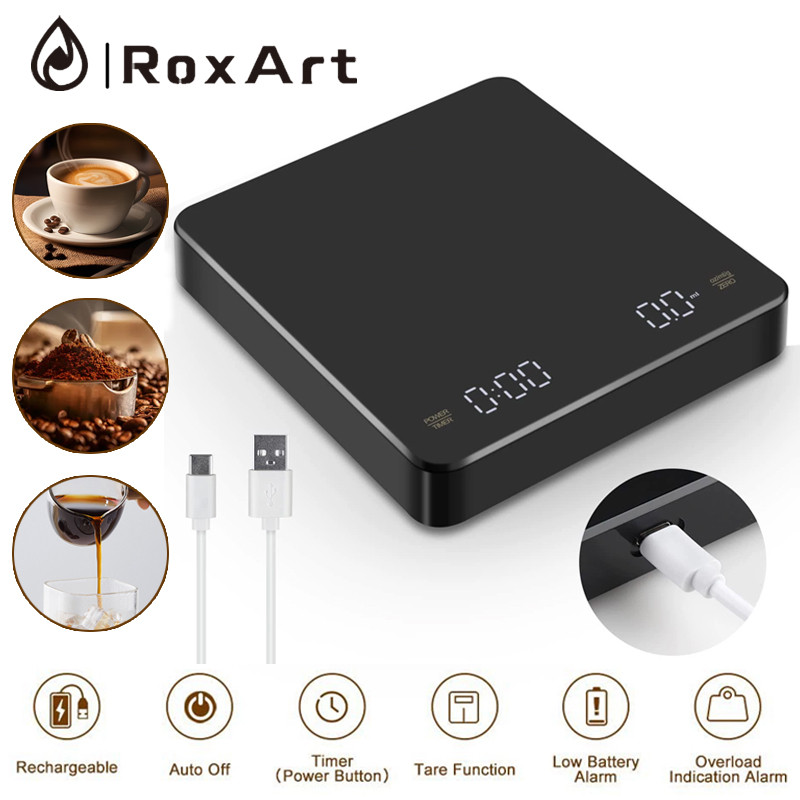 Roxart เครื่องชั่งกาแฟ ตาชั่งดิจิตอล เครื่องชั่งดิจิตอล รับได้5kg/0.1g ปรับได้3หน่วยจอLEDทนทานกันน้ำ