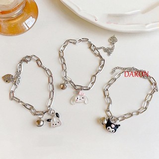 Daron สร้อยข้อมือโซ่ จี้กระดิ่ง Cinnamoroll สีแคนดี้ ปรับได้ เครื่องประดับแฟชั่น สําหรับคู่รัก