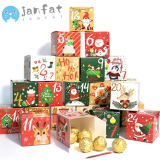 Janfat กล่องขนม ปฏิทินคริสต์มาส 24 ชิ้น 24 วัน 1-24 ชิ้น DIY