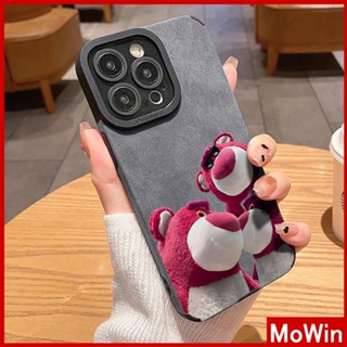 Mowin - เข้ากันได้สำหรับ เคสไอโฟน เคสไอโฟน11 เคส iphone 11 หนังนุ่มสีเทากันกระแทกกล้องป้องกันกล้องน่ารักการ์ตูนหมีสีชมพูเข้ากันได้กับ iphone 13 pro max 12 pro max 11 xr xs max 7plus 8plus