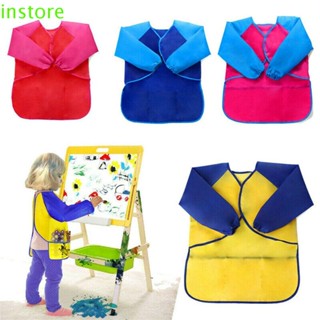 Instore ผ้ากันเปื้อน เพ้นท์สี แบบพกพา DIY สําหรับเด็ก