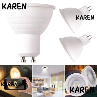 Karen หลอดไฟฮาโลเจน MR16 GU10 Bi-Pin ฐานหลอดไฟ LED หลอดไฟสปอตไลท์ สีขาว 5W 7W 9W ทนทาน