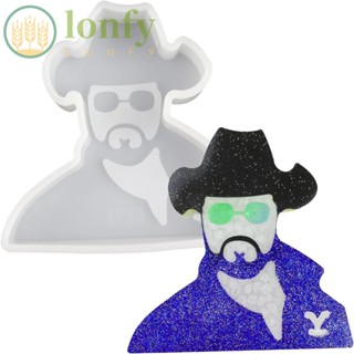 Lonfy แม่พิมพ์ซิลิโคน รูปคาวบอย ขนาด 13*10*6.9 ซม. สีขาว สําหรับทําสบู่