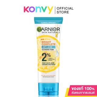 Garnier Skin Naturals Bright Complete Anti-Acne Cleansing Foam 100ml ผลิตภัณฑ์โฟมทำความสะอาดผิวหน้า.