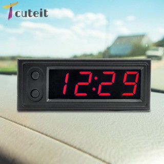 Tcuteit 3 in 1 นาฬิกาอิเล็กทรอนิกส์ โวลต์มิเตอร์ หน้าจอ LED เรืองแสง 12V สําหรับรถยนต์