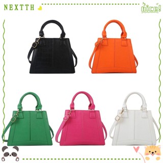 Nextth กระเป๋าสะพายไหล่ กระเป๋าเมสเซนเจอร์ หนัง PU สีพื้น สําหรับผู้หญิง