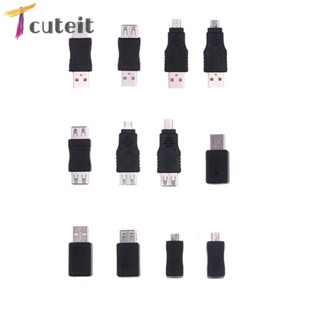 Tcuteit อะแดปเตอร์แปลงไมโคร OTG F/M (ตัวผู้ USB เป็นตัวเมีย Micro USB 12 ชิ้น