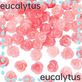 Eucalytus1 ลูกปัดดอกกุหลาบ สีชมพู 10 มม. สําหรับทําเครื่องประดับ สร้อยคอ DIY 50 ชิ้น