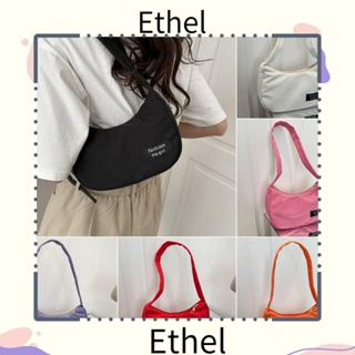 Ethel1 กระเป๋าถือ กระเป๋าสะพายไหล่ ผ้าไนล่อน สีพื้น ความจุขนาดใหญ่ สําหรับผู้หญิง